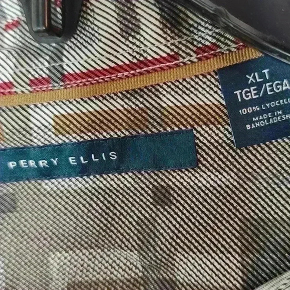 Perry Ellis Principles Regular-Fit Broken Plaid Tweed Shirt NWT Size XLT Asphalt - Picture 3 of 5